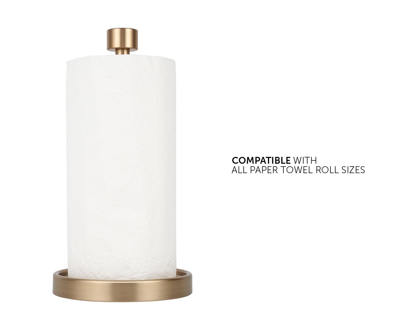 Ivilon Countertop Paper Towel Holder - Modern End Cap Minimalist Design - Color Warm Gold - Image 3