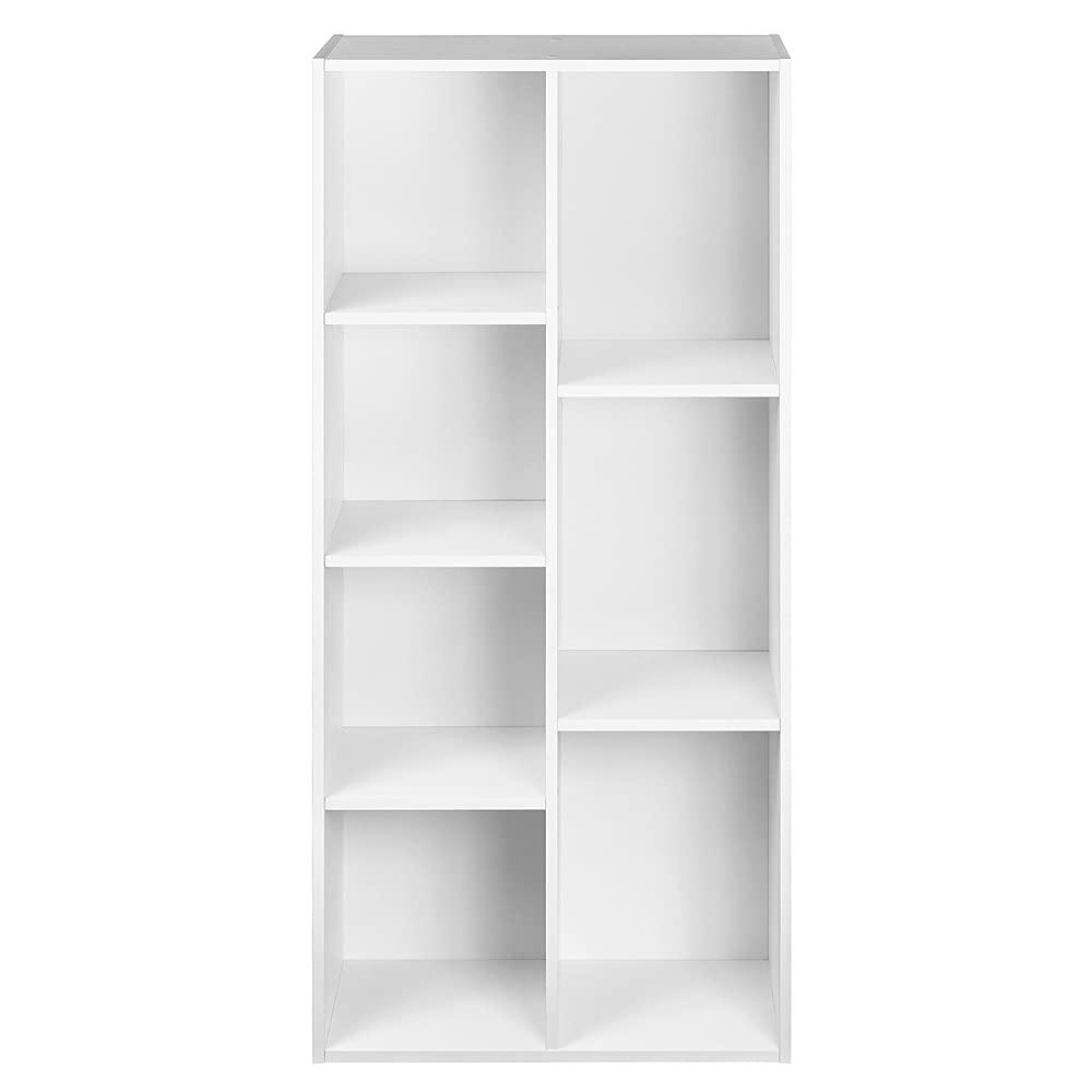 Amazon Basics 7 Cube Organizer Bookcase Shelf, Storage for Home and Office, 9.25"D x 19.49"W x 41.73"H, White - Image 4