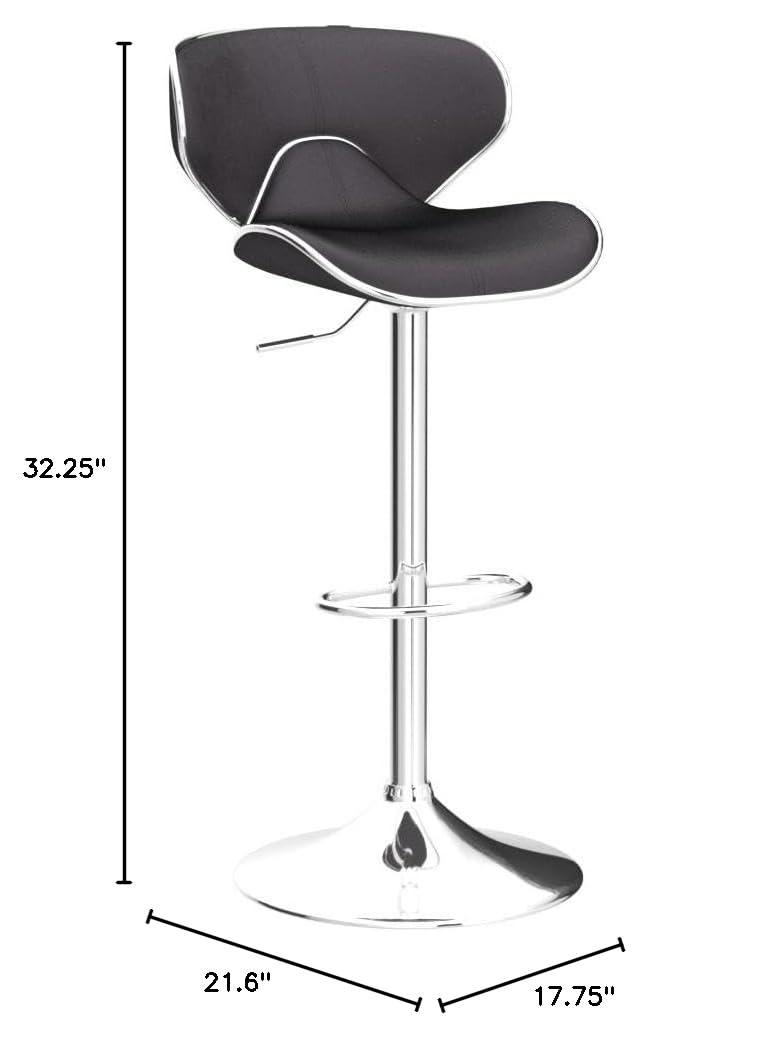 Roundhill Furniture Masaccio Velvet Upholstered Adjustable Swivel Barstool, Set of 2, Gray - Image 2