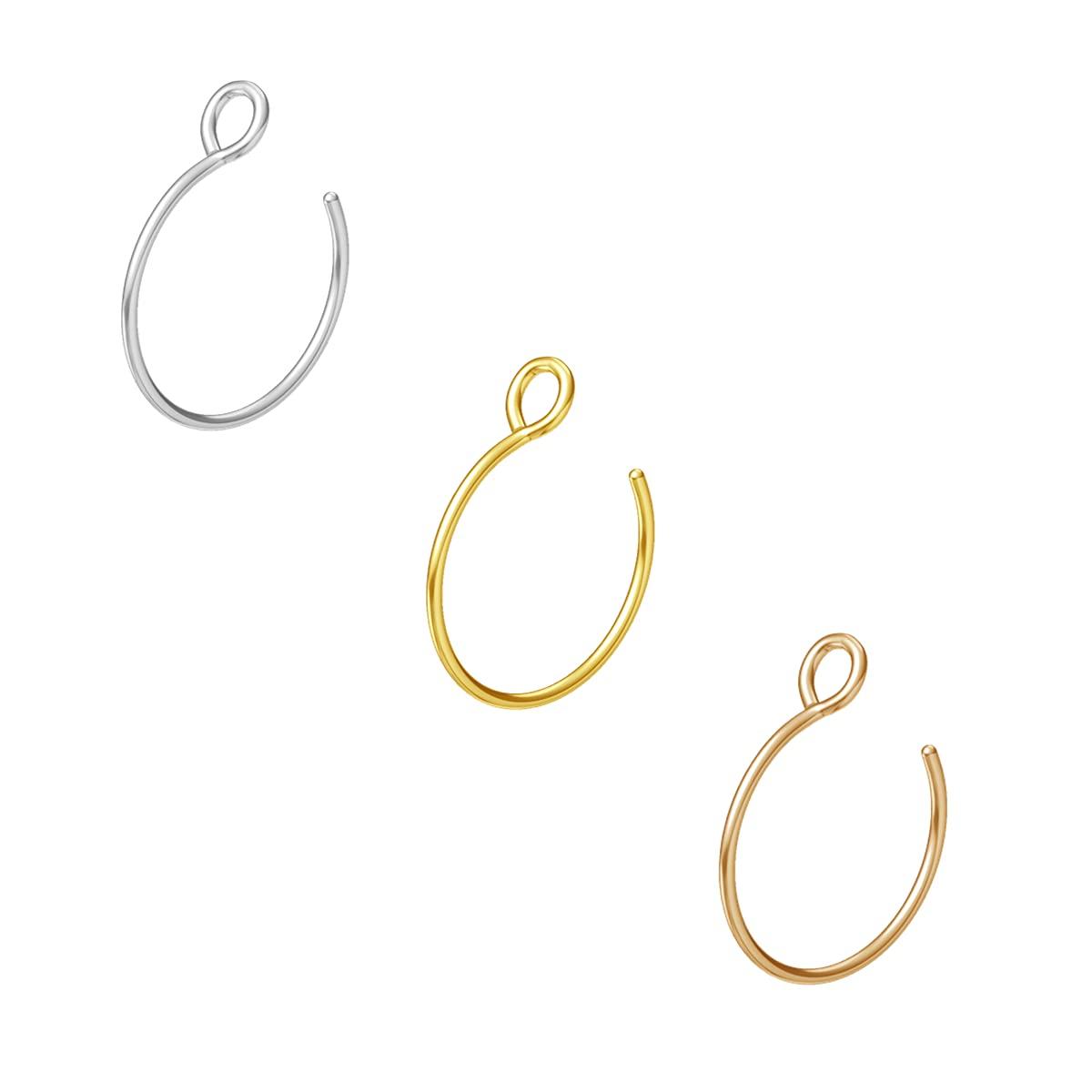 NZDLM Fake Nose Ring Hoop Nose Rings Set Nose Piercing Lip Nose Rings Jewelry for Women Men Girl