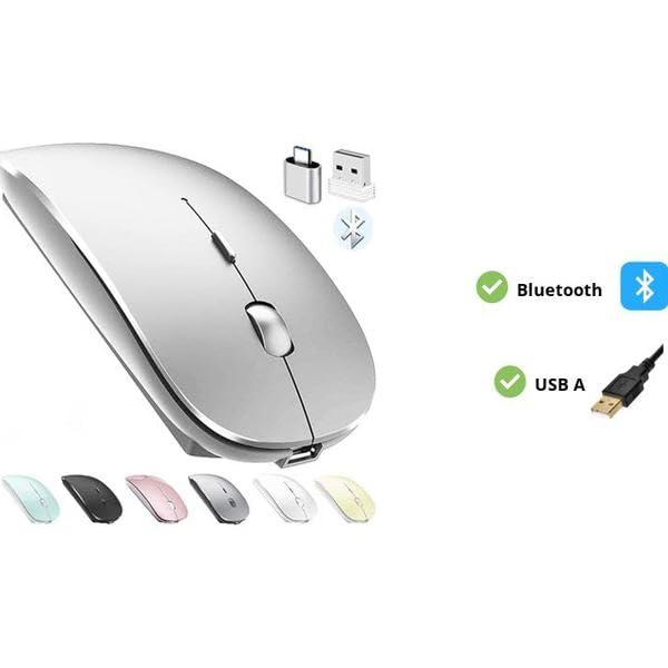 PEIBO Bluetooth Wireless Mouse for Laptop mac MacBook ipad MacBook air MacBook pro pc Desktop Computer Windows Chromebook Notebook (Silver) - Image 3