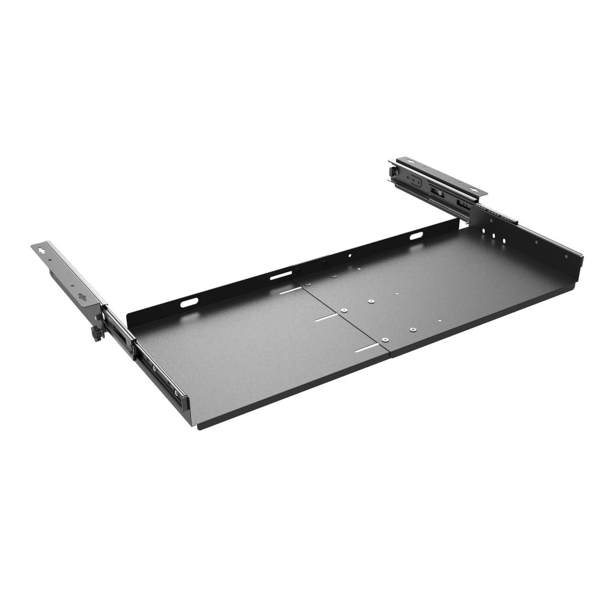 JINGCHENGMEI Sliding Keyboard Tray Under Desk, Pull-Out Keyboard and Mouse Tray, 27 x 9.8 inches Large Platform Slide-Out Computer Drawer for Typing, Metal, Black - Image 7