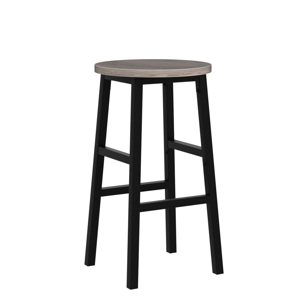 MAHANCRIS Bar Stools, Set of 2 Round Bar Chairs with Footrest, 24.4 Inch Kitchen Breakfast Bar Chairs, Industrial Bar Stools, Easy Assembly, for Dining Room, Kitchen, Greige BAHG0201Z - Image 4