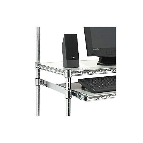 Nexel Commercial Wire Shelf Mobile Computer LAN Workstation, 31.5"W x 24"D x 63"H, Keyboard Tray, Adjustable, Castors, Chrome - Image 2