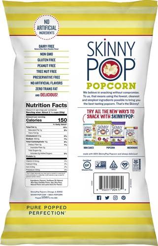 SkinnyPop White Cheddar Popcorn, 4.4oz Grocery Sized Bag, Skinny Pop, Healthy Popcorn Snacks, Gluten Free (Pack of 4) - Image 5
