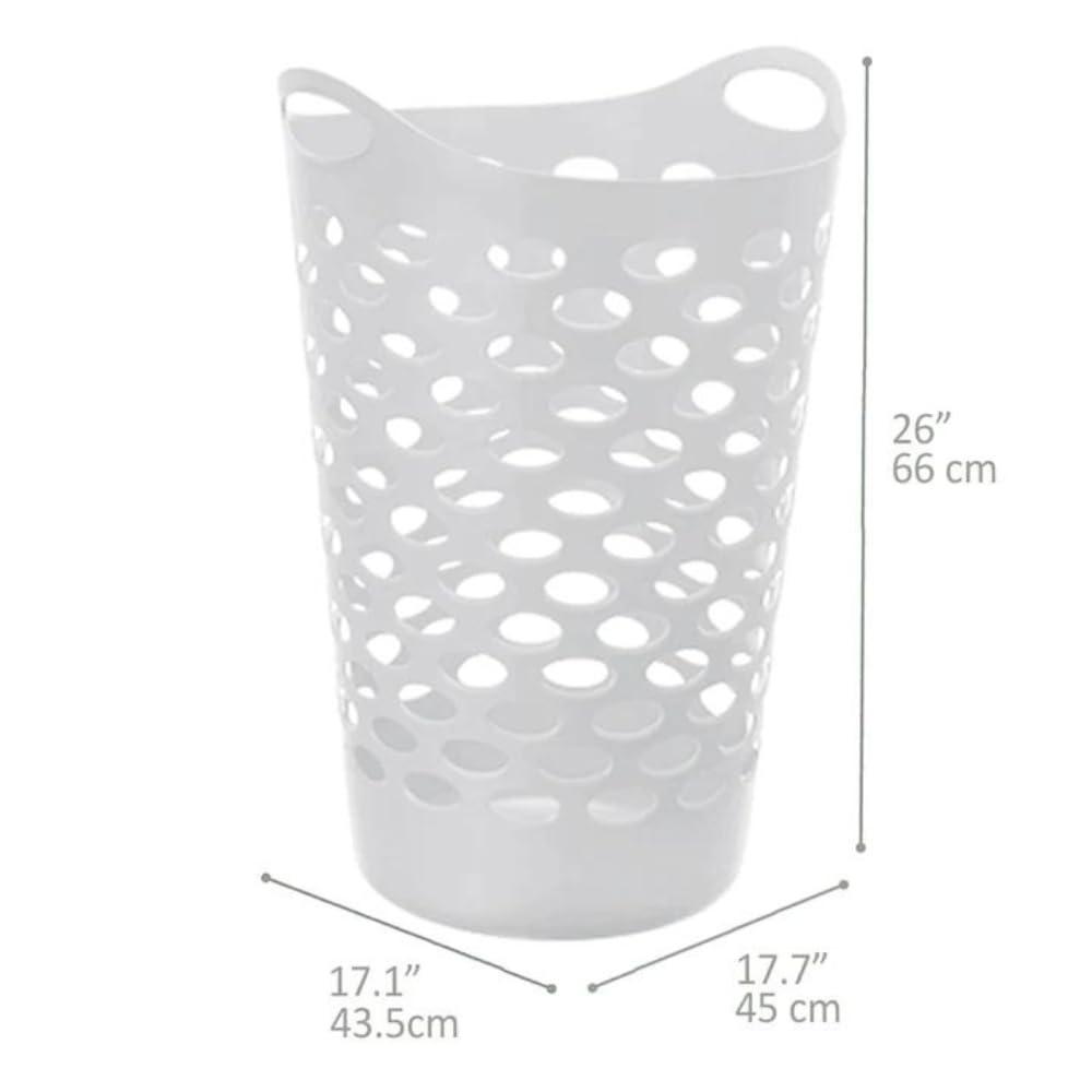 Tall Flex Laundry Basket Tall Plastic Hamper for Clothes, Bedroom, and Storage With handles 17.75" x 17.25" x 26" - Image 2