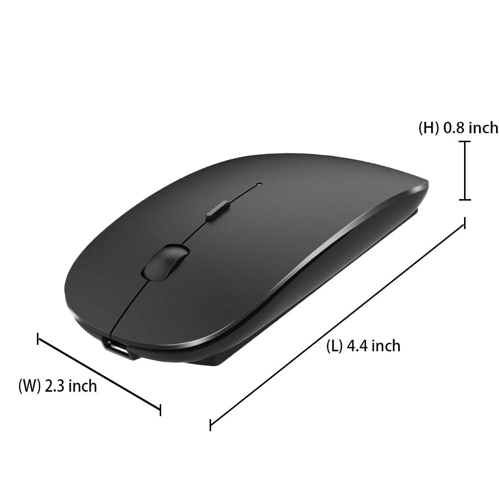 KLO Rechargeable Bluetooth 5.2/3.0/Type-C/USB-2.4G Mouse for MacBook/MacBook air/Pro/iPad, Wireless Mouse for Laptop/Notebook/pc/iPad/Chromebook (Black) - Image 6