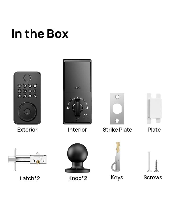 NBBX Fingerprint Door Lock with Knobs, Keyless Entry Deadbolt with Auto Lock, Keypad and App Support for Front Door and Bedroom, Easy to Install – N201 - Image 9