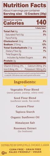 Simple Mills Veggie Pita Crackers, Himalayan Salt - Gluten Free, Vegan, Healthy Snacks, Paleo Friendly, 4.25 Ounce (Pack of 1) - Image 3