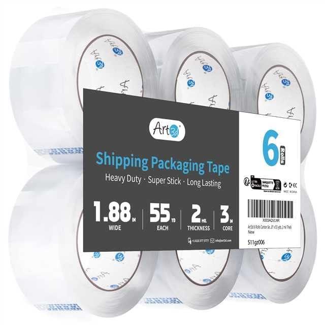 Art3d 6 Rolls Carton Sealing Tape Heavy Duty, Clear Packing Tape, 1.88" x 55 yds, 2 mil Thick - Image 2