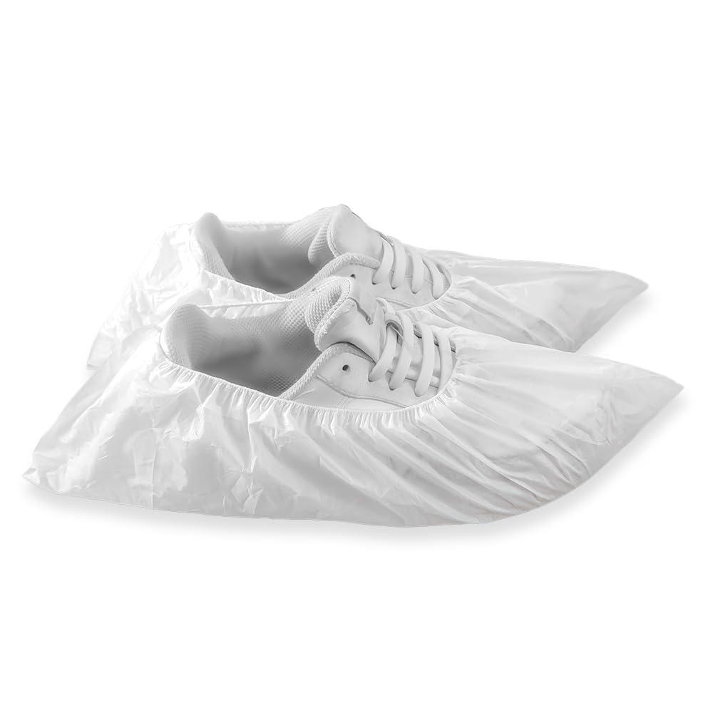 Greenour Shoe Covers Disposable 100 PCS (50 Pairs) Waterproof and Durable for Indoors Plastic Boot Covers White - Image 5