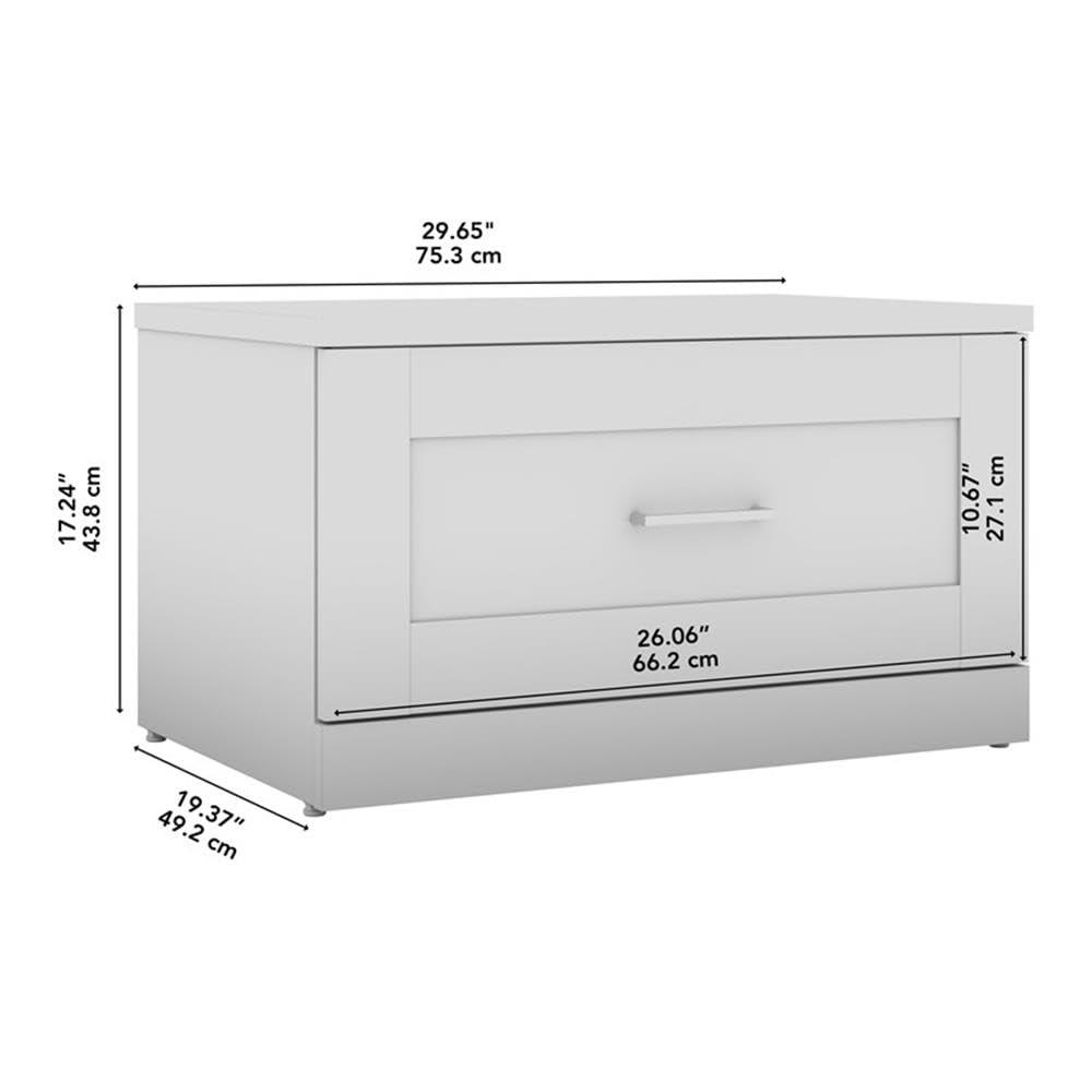 BOWERY HILL 30W Shoe Bench with Drawer in White - Engineered Wood - Image 8