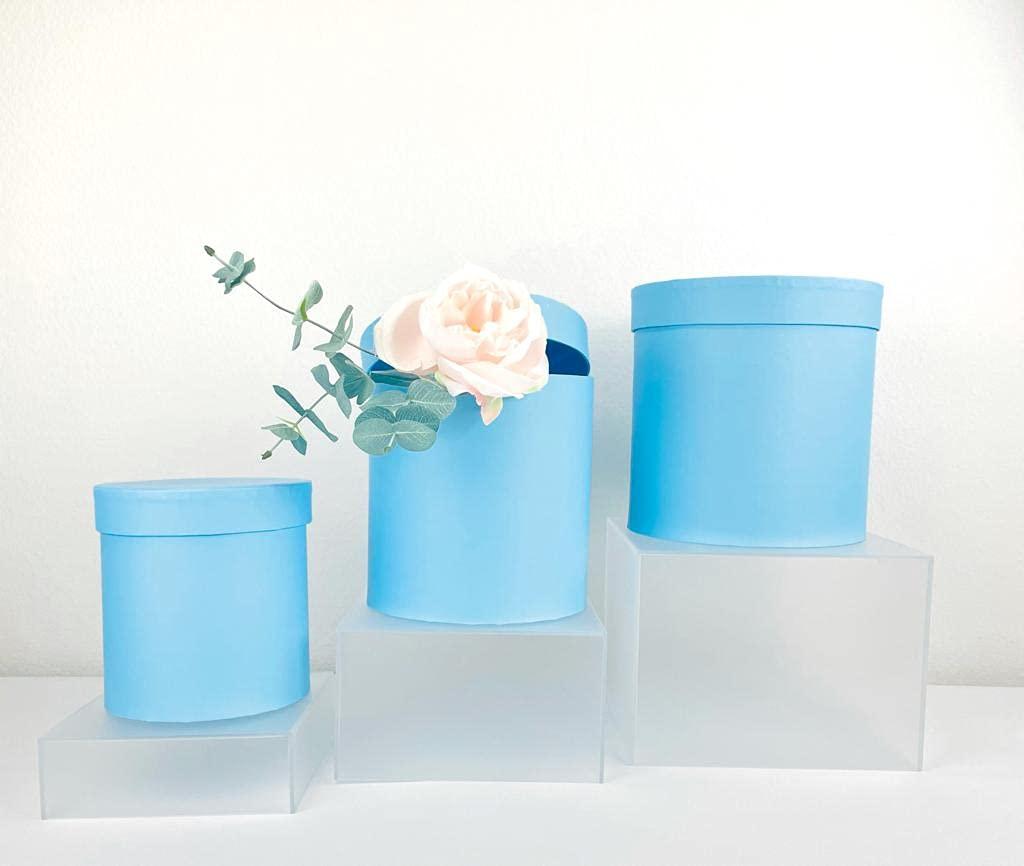 UNIKPACKAGING Premium Quality Round Flower Box, Gift Boxes for Luxury Flower and Gift Arrangements, Set of 3 pcs (Blue) - Image 2
