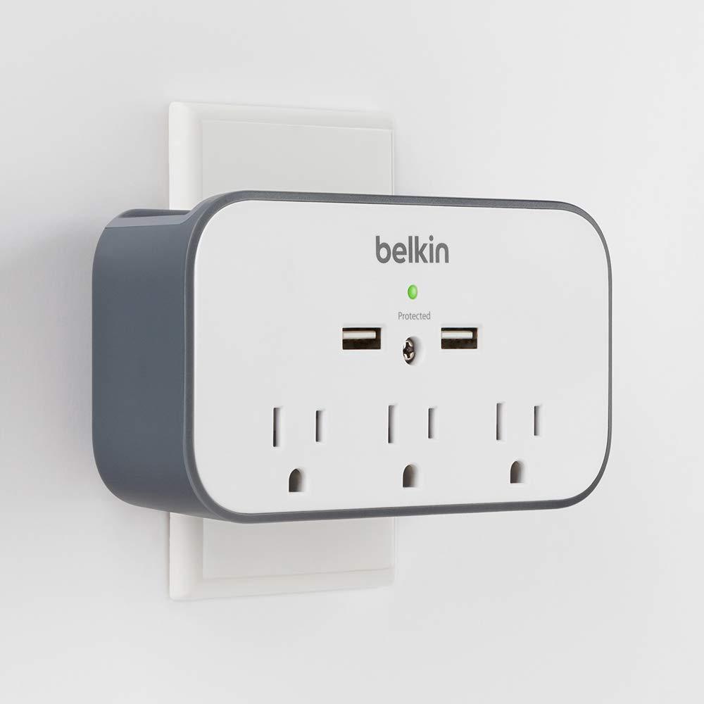 Belkin Wall Surge Protector - 3 Outlet w/ 2 USB Ports Mount with Premium Protection Against Surges Safe Charge for Mobile Devices, Tablets & More (540 Joules) - Image 6