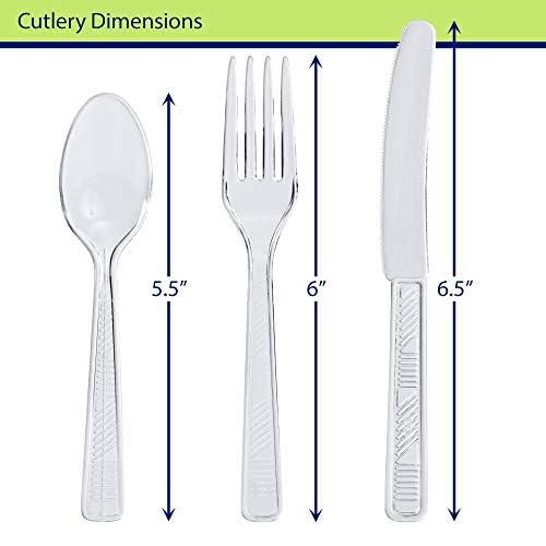 Party Dimensions 300 Count Plastic Cutlery Combo Box, Disposable Clear Plastic Silverware Utensils Set, 100 Forks, 100 spoons, 100 knives - Image 3