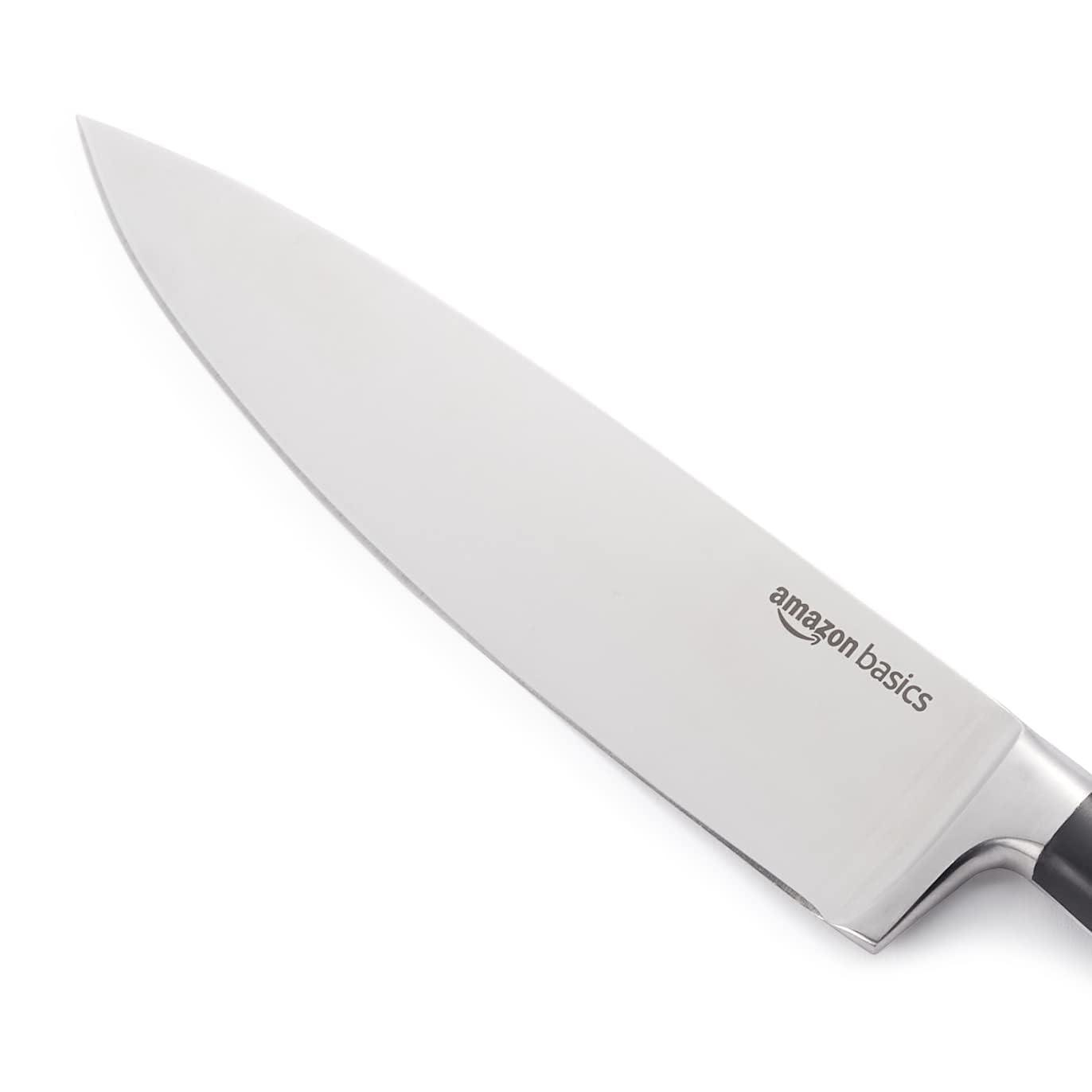 Amazon Basics Classic 8-inch Full Tang Stainless Steel Chef's Knife with Three Rivets, Silver - Image 4