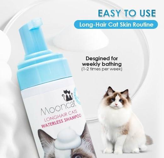Mooncat Waterless Cat Shampoo and Brush Kit - No Rinse Foam Bath for Long Hair Cats - Grooming for Sensitive Skin, Detangling, Paraben-Free, pH Balanced - Licking Safe (5 oz) - Image 7