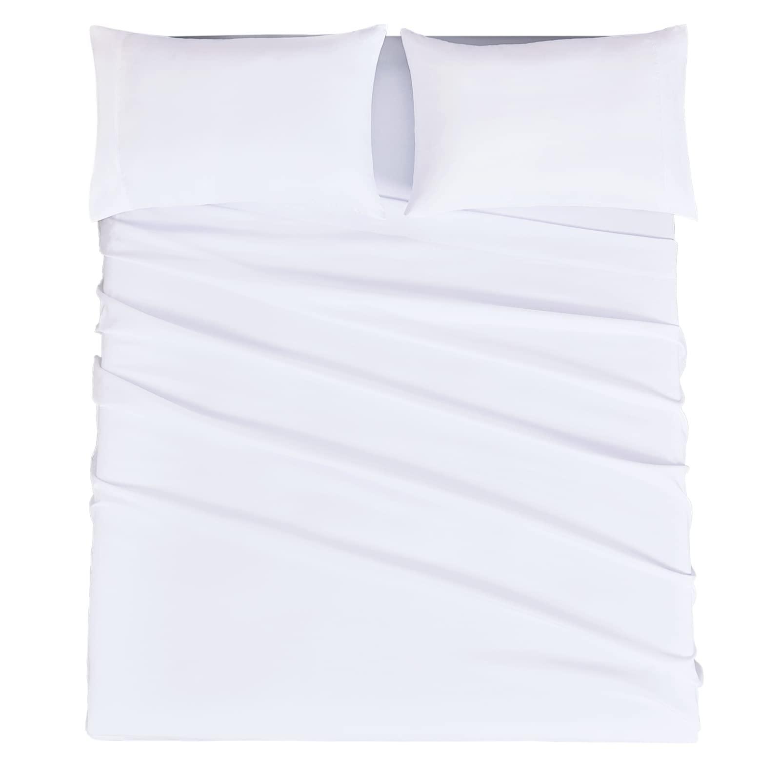 Mejoroom Queen Sheet Set - Hotel Luxury 1800 Bedding Sheets & Pillowcases - Deep Pocket Fitted Sheet, Hypoallergenic, Wrinkle& Breathable, Fade Resistant - 4 Piece (Queen,White) - Image 3