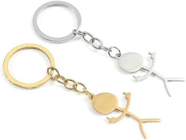 1Pc Silver Stainless Steel Funny Doodle Keychain Finger Pendant Keyring Long Distance Friendship Jewelry Gift for Men Women Keyrings, Keychains and Charms,Clothing, Shoes and Jewelry Accessories - Image 4