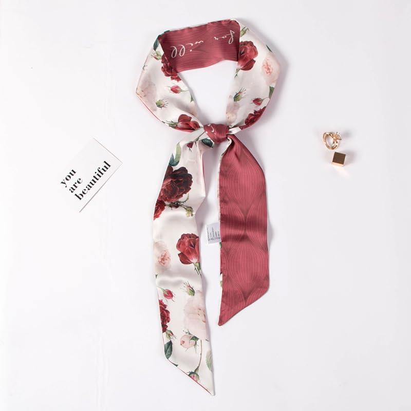 Red Flower Fashion Bag Handbag Handle Ribbon Scarf Polka Dot Printing Neckerchief Scarf Women's Fashion Scarves Clothing, Shoes and Jewelry - Image 4