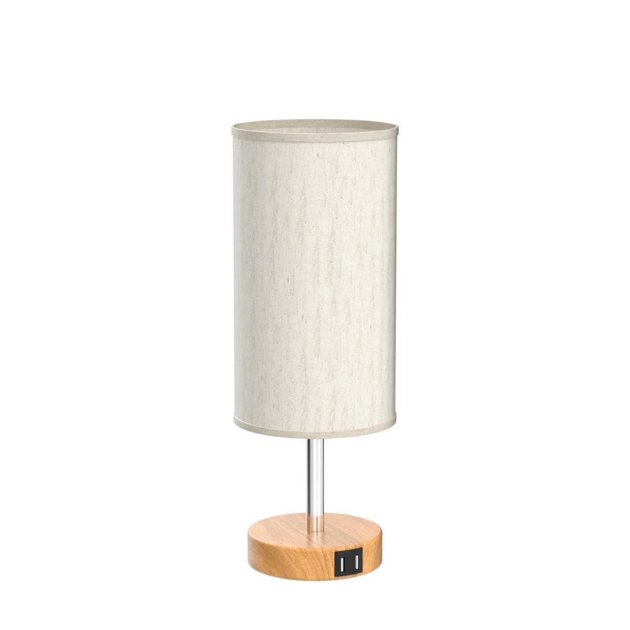 Yarra-Decor Bedside Table Lamp with USB Port - Touch Control for Bedroom Wood 3 Way Dimmable Nightstand Lamp with Round Flaxen Fabric Shade for Living Room, Dorm, Home Office (LED Bulb Included) - Image 4