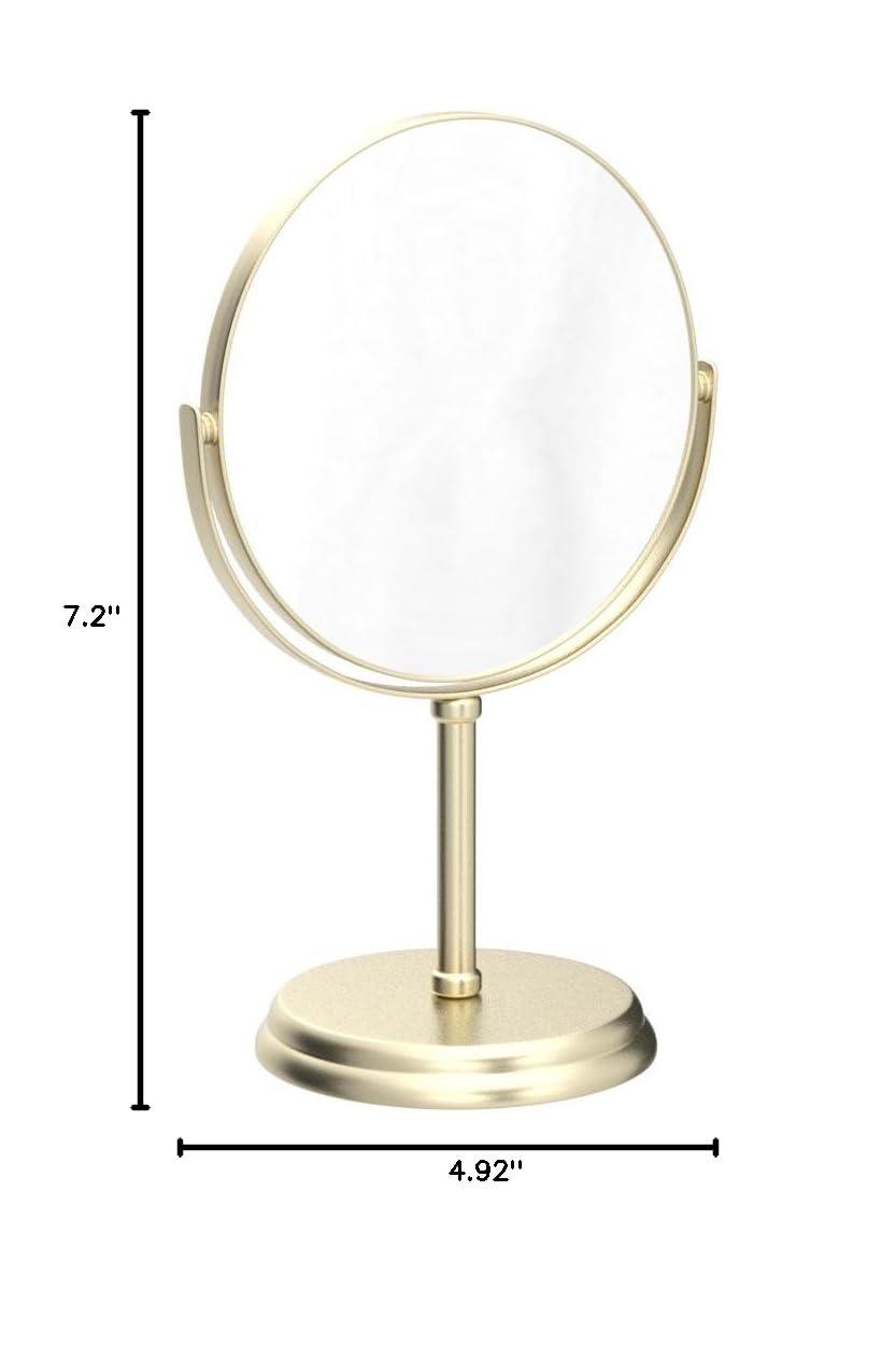 Amazon Basics Tabletop Magnifying Mount Vanity Round Mirror, 1X/5X Magnification, Iron Frame, 7.2"L x 4.92"W, Gold - Image 3