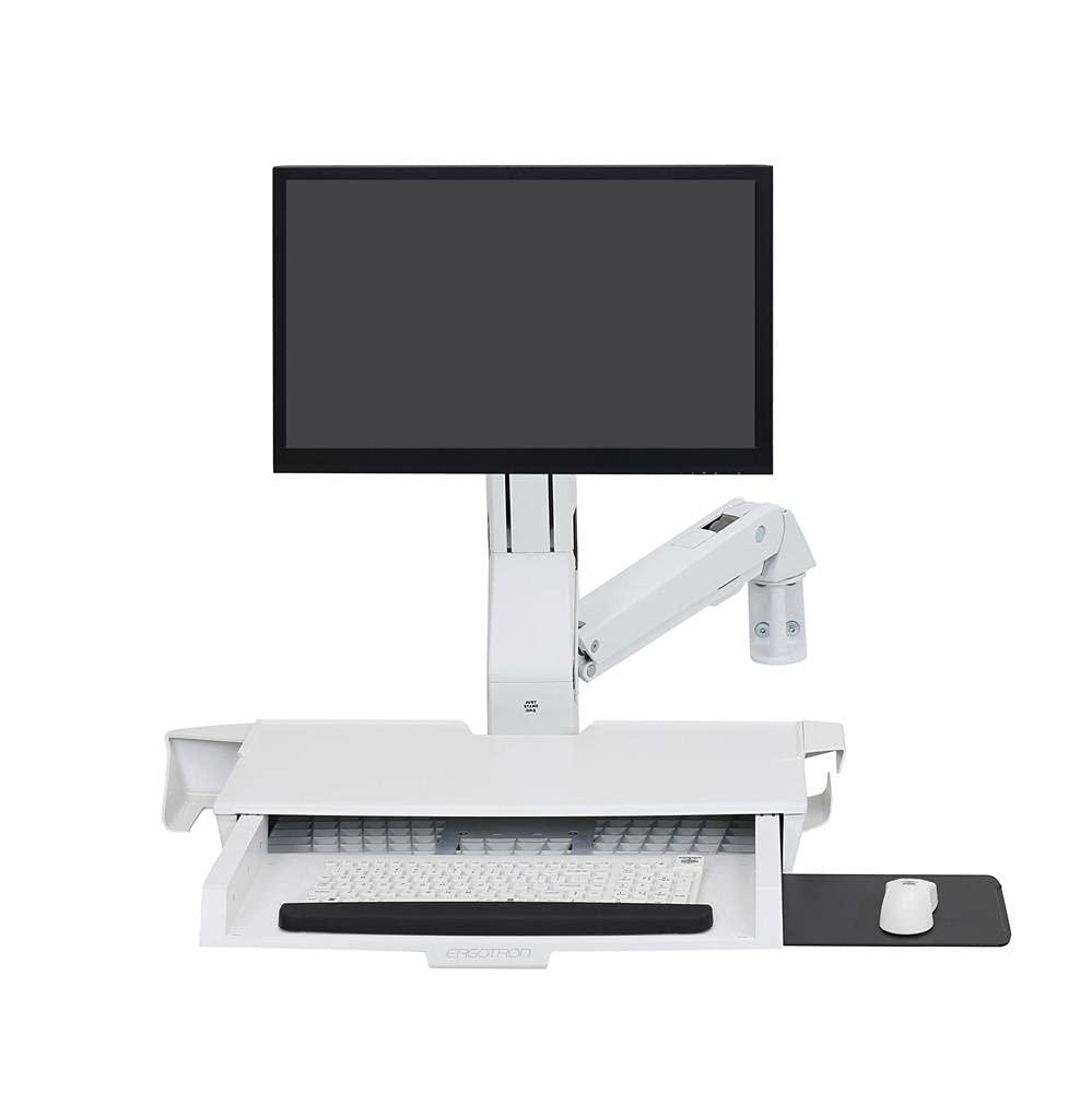 Ergotron StyleView Wall Mount for Monitor, Bar Code Scanner, Keyboard, Wrist Rest, Mouse - White - 1 Display(s) Supported24 Screen Support - 32 lb Load Capacity - 75 x 75, 100 x 100 VESA Standard - Image 2