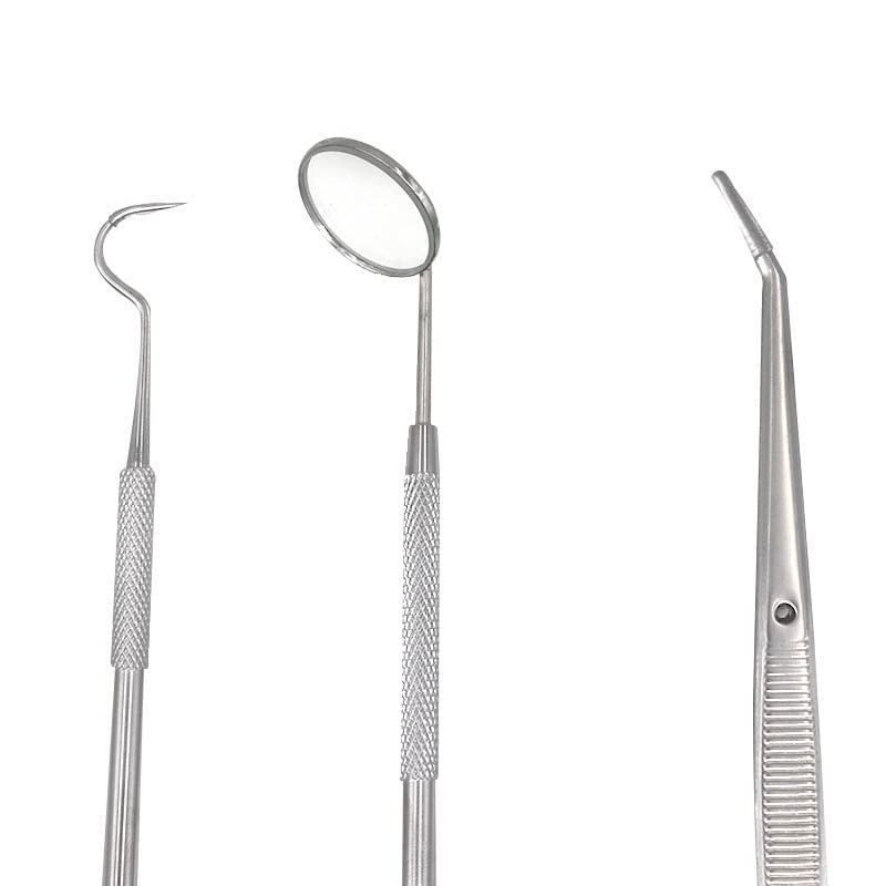 3PCS/Set Stainless Steel Oral Dental Mouth Mirror Tweezers Probe Dentist Instrument Teeth Cleaning Whitening Tool Oral Care Set - Image 2