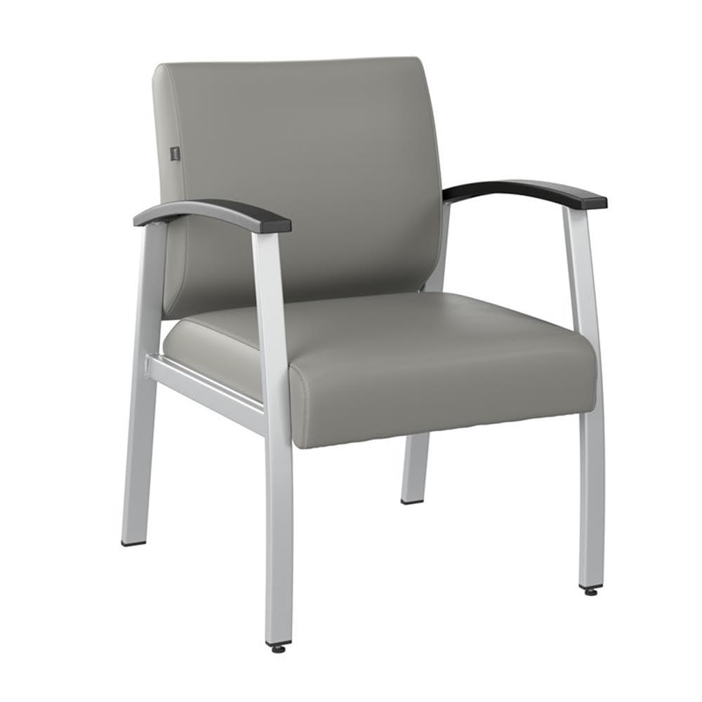 Bush Business Furniture Arrive Waiting Room Guest Chair with Arms in Light Gray Vinyl, Reception Area Seating for Office and Lobby