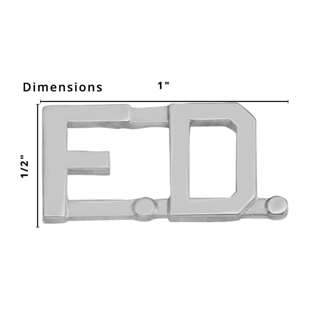 Smith & Warren 1/2" F.D. Letter Collar Brass Rank Insignia Silver Finish Fire Uniform Pin - Image 2