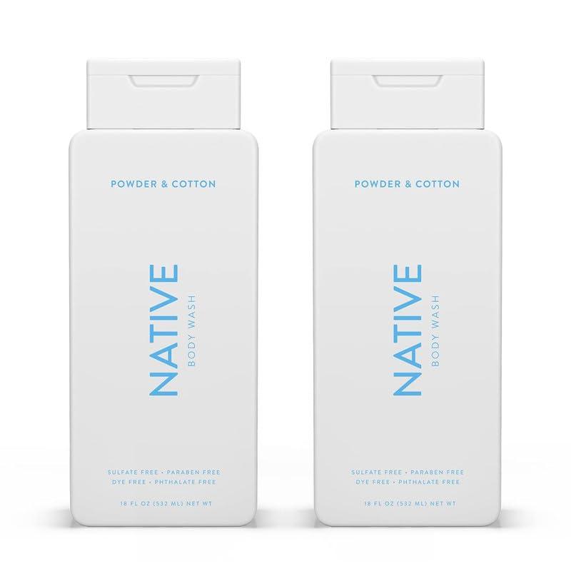 Native Body Wash for Men & Women, Seasonal | Sulfate, Paraben, and Dye Free, with Naturally Derived Clean Ingredients Leaving Skin Soft and Hydrating, Powder & Cotton 18 oz - 2 Pk - Image 1