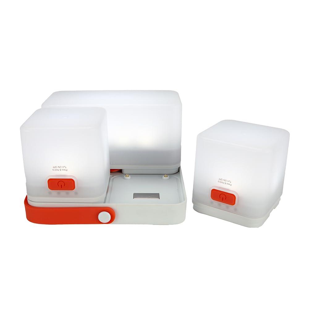 LuminAID Trio Solar Cube Lanterns with Phone Charger - LED Lamp for Camping, Hiking, and Travel - Emergency Light for Power Outages, Hurricane, Survival Kits