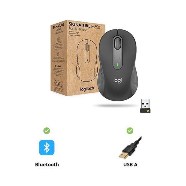 Logitech Signature M650 for Business Wireless Mouse, for Small to Medium Sized Hands, Logi Bolt, Bluetooth, SmartWheel - Graphite - Image 3