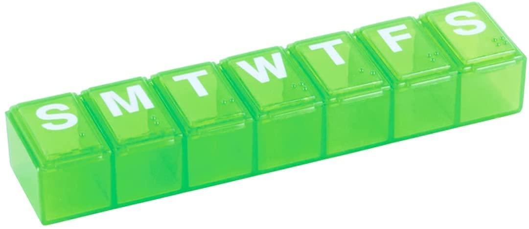 Ezy Dose Weekly (7-Day) Pill Organizer, Vitamin and Medicine Box, Medium Compartments, Colors may vary, Made in the USA