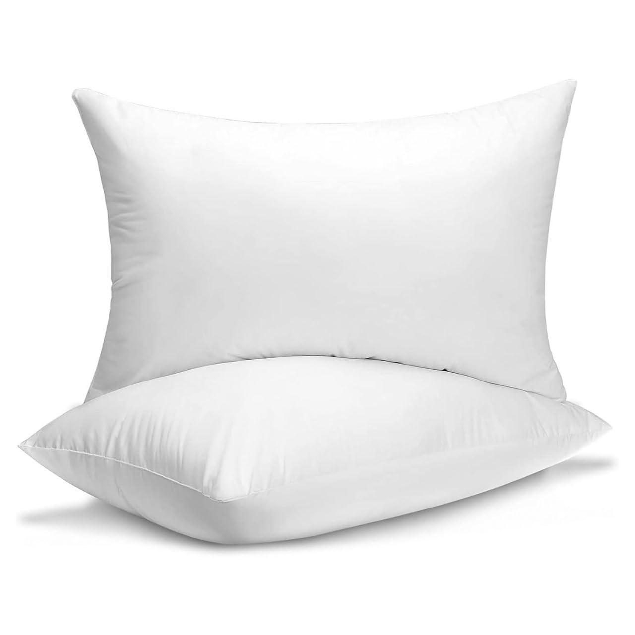QUBA LINEN Queen Size Bed Pillows - Set of 2, Medium Density, Soft and Supportive for Back, Side, and Stomach Sleepers (Queen (Pack of 2)) (White, Pack of 2)