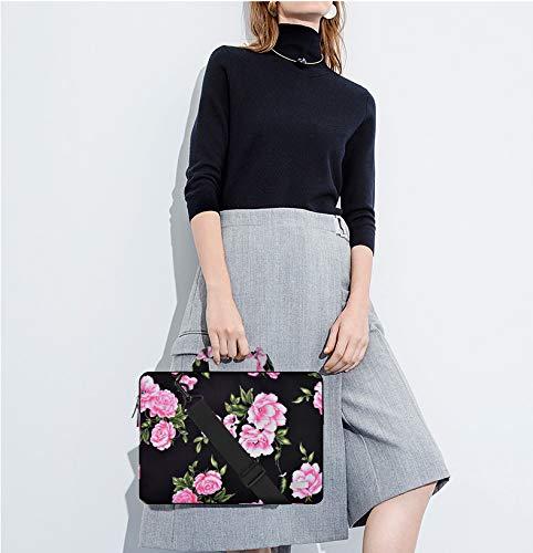 Laptop Shoulder Bag 13 13.3 14 Inch Case Compatible with MacBook Pro 14 2025-2021 M4/M3/M2/M1, Mac Air/pro 13-13.3 Inch and Most Popular 13-14 Notebooks,Spill-Resistant Briefcase,Peony - Image 7