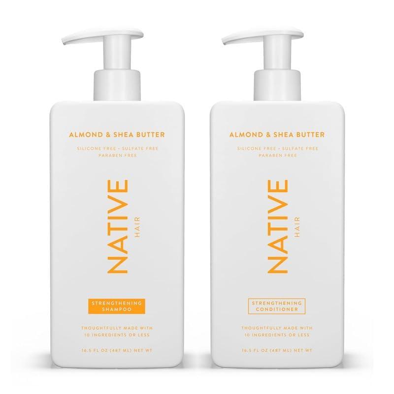 Native Shampoo and Conditioner Contain Naturally Derived Ingredients| All Hair Type Color & Treated, Fine to Dry Damaged, Sulfate & Dye Free - Almond & Shea Butter, 16.5 fl oz each (2 pack) - Image 2