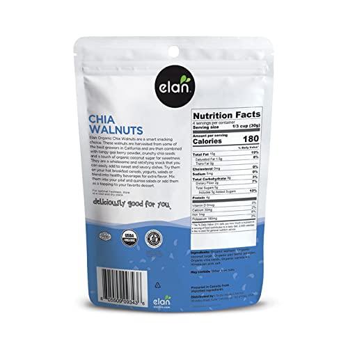 Elan Organic Chia Walnuts, 4.5 oz, Non-GMO, Gluten-Free, Vegan, Kosher, Healthy Snacks, Glazed Nuts with Chia Seeds, Goji Berry Powder & Himalayan Pink Salt, Superfood Infused Nuts - Image 2