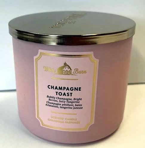 Bath and Body Works White Barn Champagne Toast 3 Wick Candle 14.5 Ounce Basic White Barn Label - Image 2