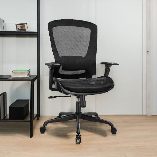 ELABEST Mesh Office Chair,Ergonomic Computer Desk Chair,Sturdy Task Chair- Adjustable Lumbar Support & Armrests,Tilt Function,Comfort Wide Seat,Swivel Home Office Chair (Black) - Image 5