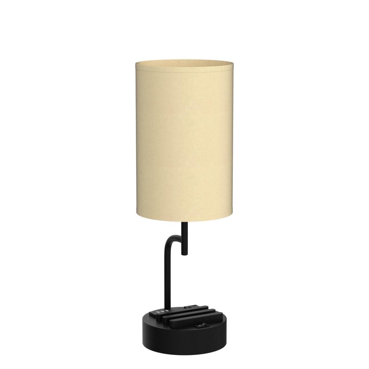 Dreamholder Table Lamp with 3 USB Charging Ports, Modern Desk Lamp with AC Outlet and Phone Stands, Perfect Bedside Lamp for Bedroom, Living Room, Office (Pack of 2), Cream - Image 4