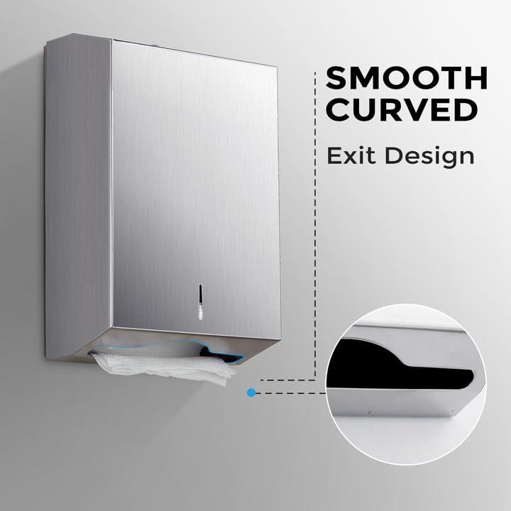 Paper Towel Dispenser Wall Mount - Multifold Trifold Paper Towel Dispensers, Large Capacity Stainless Steel Tissue Holder, Suitable for Bathrooms and Public Places - Image 3