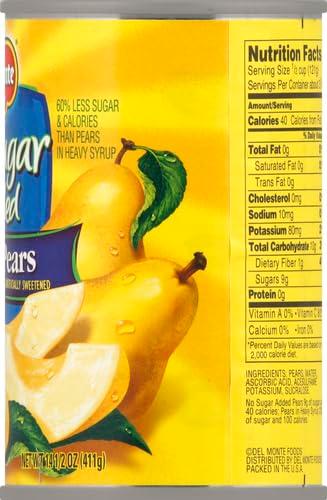 Del Monte Canned Bartlett Sliced Pears in Water, Artificially Sweetened, No Sugar Added, 14.5-Ounce - Image 14