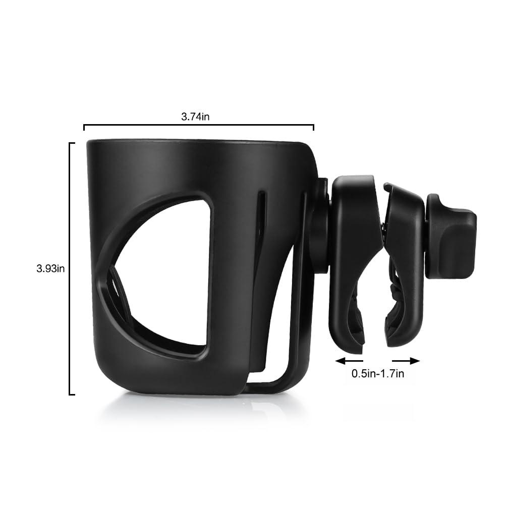 Accmor Stroller Cup Holder, Universal Cup Holder, 360° Rotatable Large Caliber Designed Bottle Cage for Bike, Stroller, Wheelchair, Walker, Scooter, Black - Image 2
