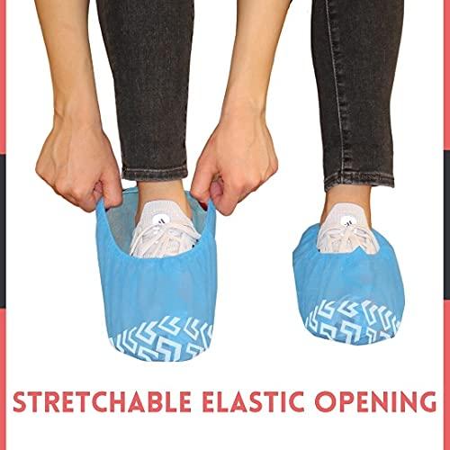 RE GOODS Shoe Covers | X Large - Extra Thick - Non Slip Soles | 100 Pack | Blue Disposable Boot and Shoe Booties | Water Resistant | 35 GSM Non Woven | Indoor or Outdoor Use - Image 5
