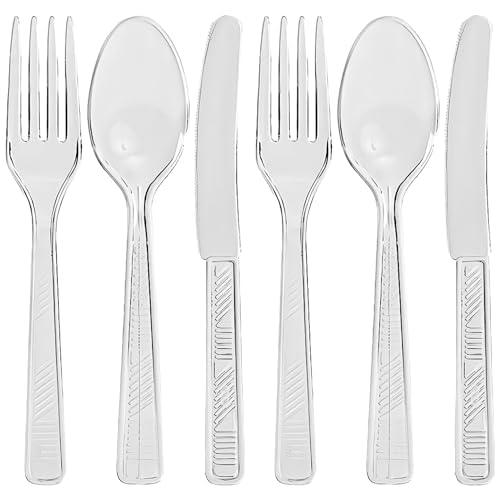 Party Dimensions 300 Count Plastic Cutlery Combo Box, Disposable Clear Plastic Silverware Utensils Set, 100 Forks, 100 spoons, 100 knives - Image 9