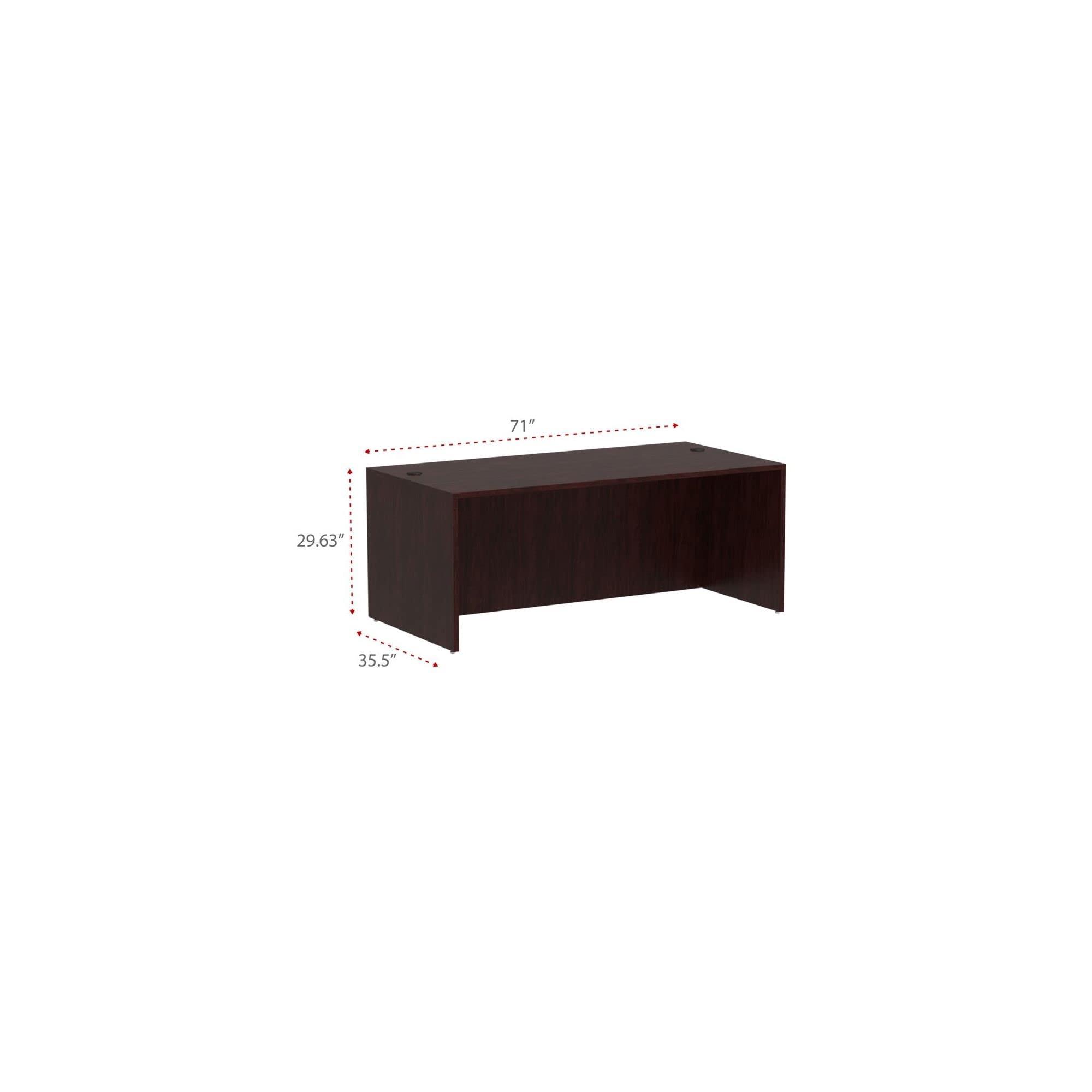 Alera ALEVA217236MY 71 in. x 35.5 in. x 29.63 in. Valencia Series Straight Front Desk Shell - Mahogany - Image 3