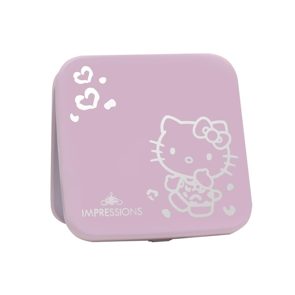Impressions Vanity Hello Kitty Supercute Compact Mirror with Touch Sensor Switch for Adjustable Brightness, Lighted Makeup Mirror with LED Lights and 2X Magnifying Mirror Top (Pink) - Image 3