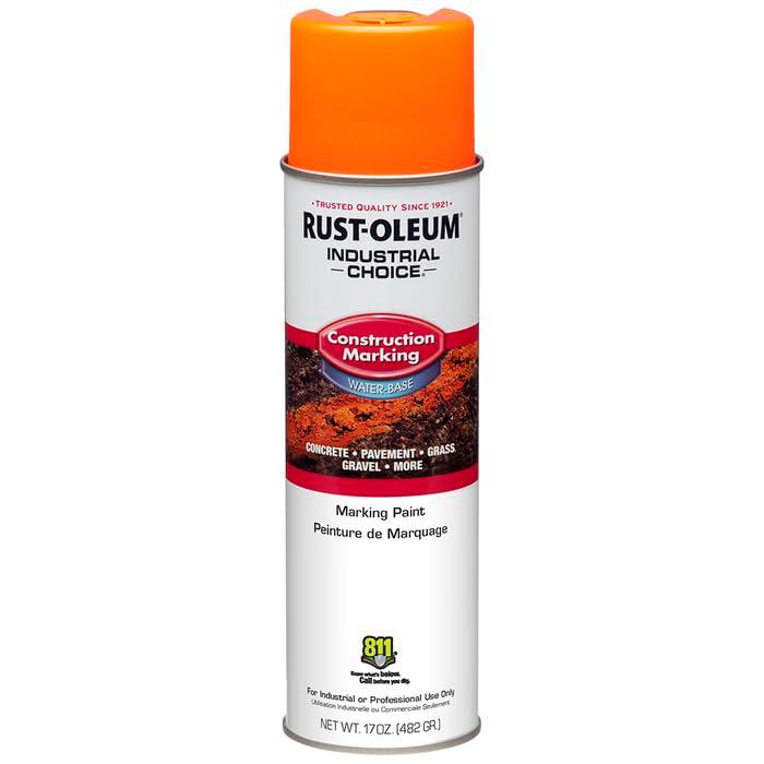 Rust-Oleum 264697-12PK Industrial Choice M1400 System Water-Based Construction Marking Spray Paint, 17 oz, Fluorescent Orange, 12 Pack - Image 4