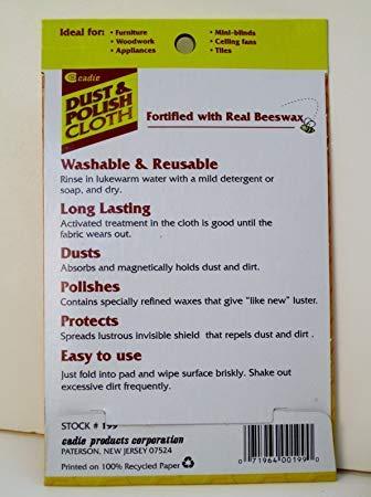 Reusable Dust and Polishing Cloth - Beeswax Furniture Wipes for Cleaning or Wiping Dirt Surfaces at Home and Office - Great Cleaner for Wood, Tiles, Blinds and Ceilings Fan | 1 Pack - Image 2